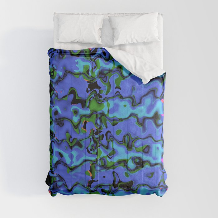 Synth blue wave Comforter