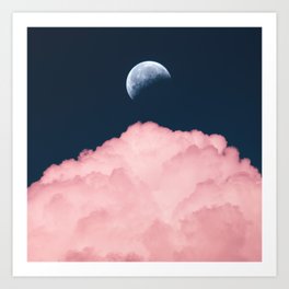 Pink Clouds and the Moon Art Print