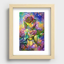 Stained Glass Roses Recessed Framed Print