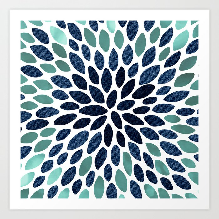 Flower Bloom, Aqua and Navy Kunstdrucke Flower Bloom, Aqua and Navy Kunstdrucke