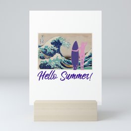 Hello Summer! Great Wave Surfer Girl Mini Art Print
