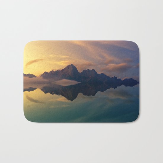 Fantasy mountain reflection Bath Mat