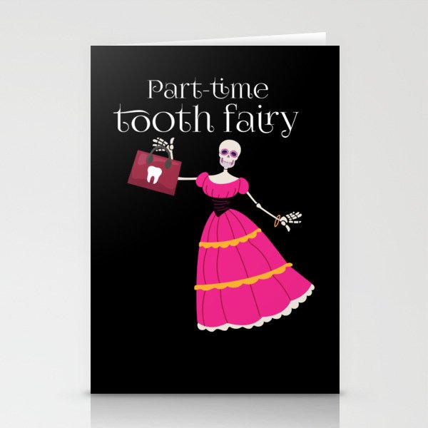 Part Time Tooth-Fairy | Pink Skeleton Stationery Cards