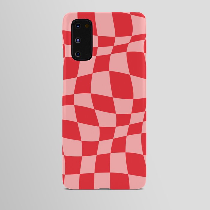 Warped Checkered Pattern (red/pink) Android Case