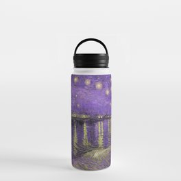 Starry Night Over the Rhone landscape painting by Vincent van Gogh in alternate purple with yellow stars Water Bottle