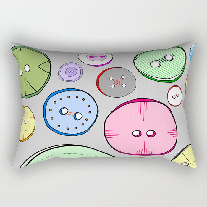 Colorful Button Illustration Rectangular Pillow