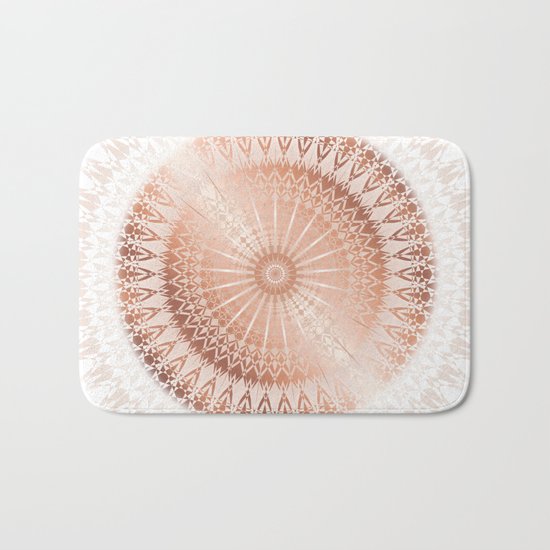 Rose Gold White Mandala Bath Mat