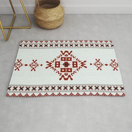 Red White Linen Tribal Area & Throw Rug