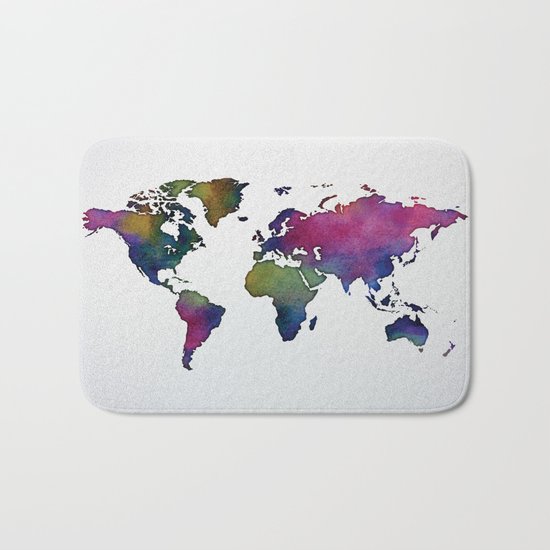 Multicolor World Map 02 Bath Mat