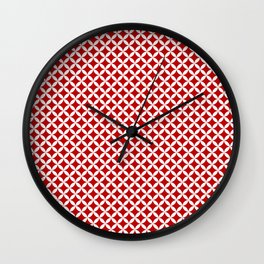 Red and White Overlapping Circles Pattern Wall Clock