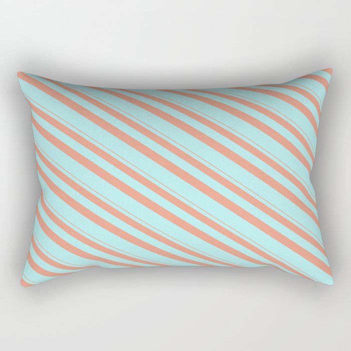 Dark Salmon & Turquoise Colored Lines Pattern Rectangular Pillow