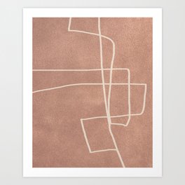Abstract Line Art on Soft Peach Suede Art Print