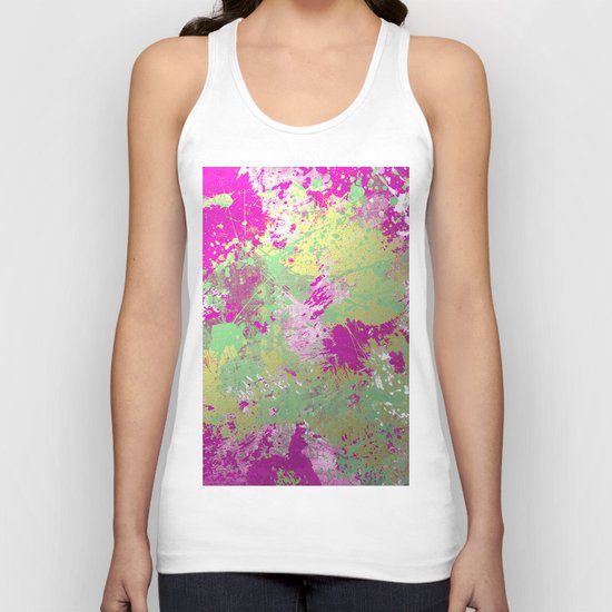 Metallic Pink Splatter Painting - Abstract pink, blue and gold metallic painting Unisex Tank Top