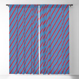 [ Thumbnail: Red and Blue Colored Lines/Stripes Pattern Blackout Curtain ]