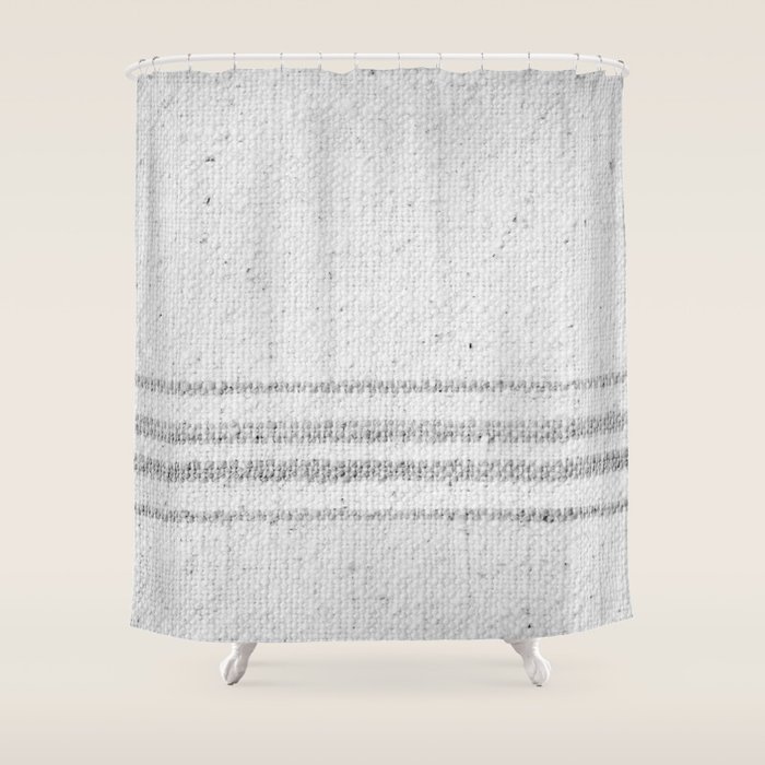 Vintage Farmhouse Grain Sack Shower Curtain By