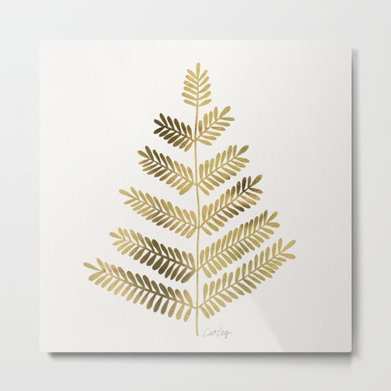 Gold Leaflets Metal Print