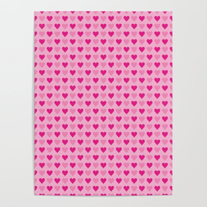 Pink Hearts No. 2 | Heart Pattern | Love Hearts | Patterns | Love | Romance | Valentines Poster