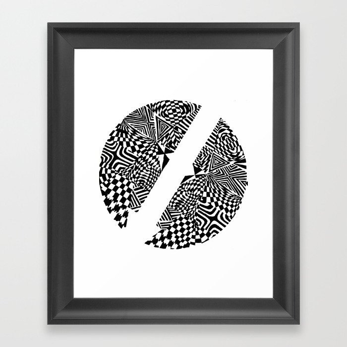 Circular Face, Black/White Abstract (ink drawing) Framed Art Print