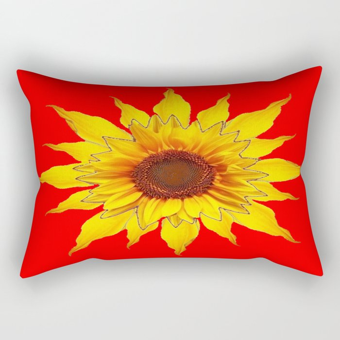 Decorative Yellow Sunflower On Chinese red Art Rectangular Pillow