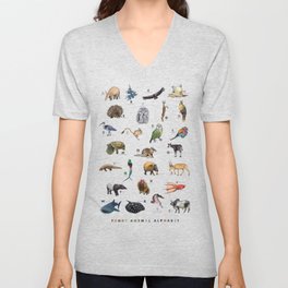 Funky Animal Alphabet V Neck T Shirt