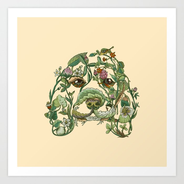 Botanical Beagle Art Print