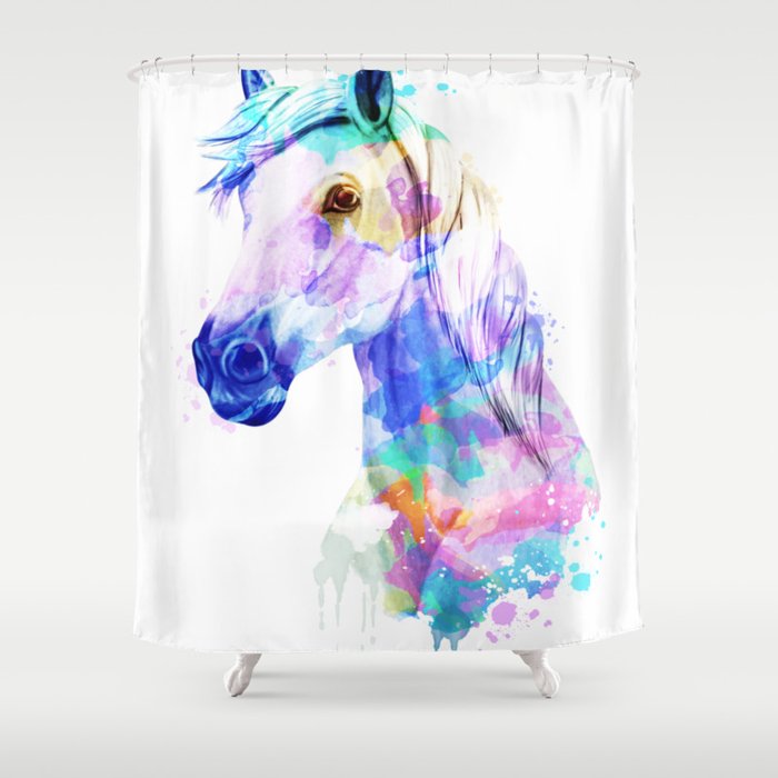 Horse Watercolor, Horse Print, Watercolor Print, Watercolor Animal, Horse Painting, Horse Gift Print Shower Curtain