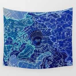 North Pole Neon Map Wall Tapestry