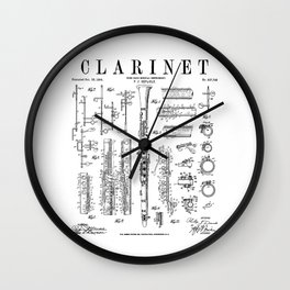 Clarinet Vintage Patent Clarinetist Drawing Print Wall Clock | Musical, Diagram, Instrument, Uspatent, Musicians, Patentart, Blueprint, Vintagepatent, Music, Patent 