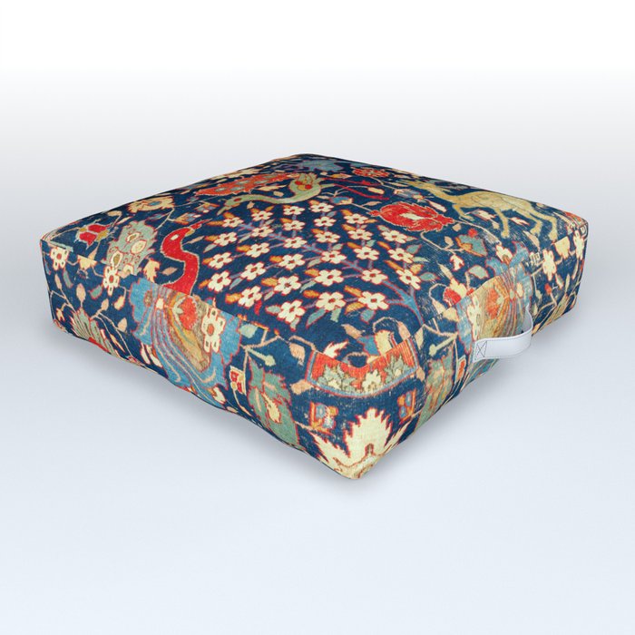 Enchanted Mythical Beasts 17th Century Persian Rug Print Outdoor Floor Cushion
