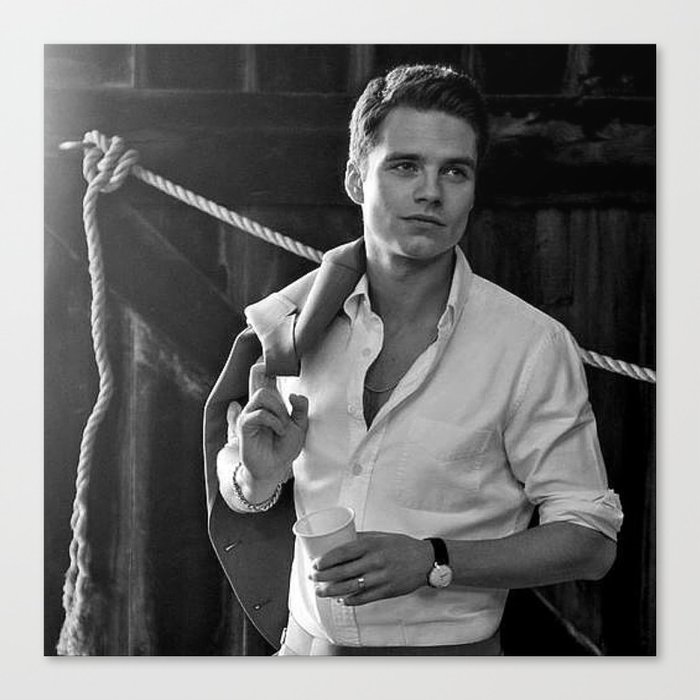 Black And White Sebastian Stan 4 Canvas Print By Sarahjosephine
