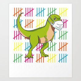 100 Days of School Dinosaur Mask Fun Teacher Boys Kids Dino Sweatshirt Art Print
