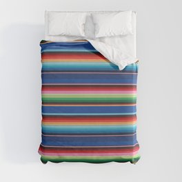 Deep blue mexican blanket poncho serape saltillo stripes Duvet Cover