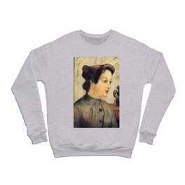 Paul Gauguin - The woman with the hair knots "La femme au chignon" (1886) Crewneck Sweatshirt