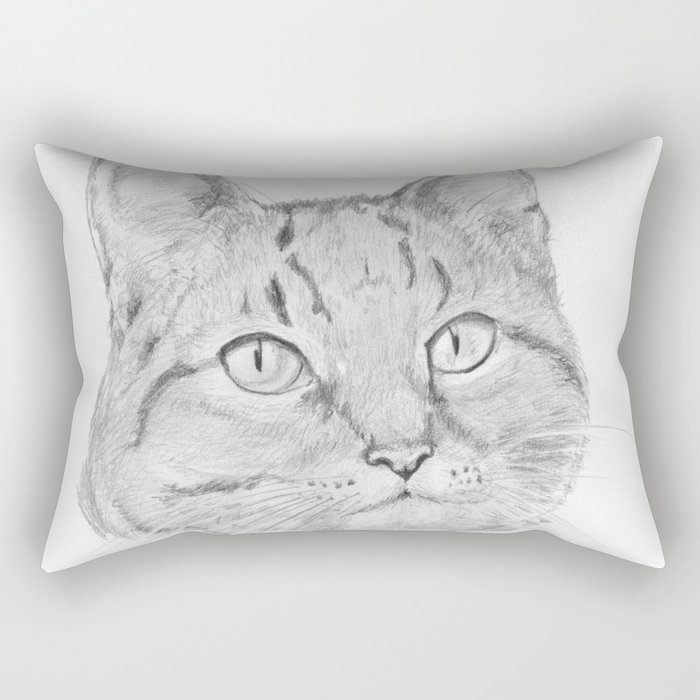 Cat Face Realistic Pencil Sketch Drawing Rectangular Pillow By Kyokobartley Society6