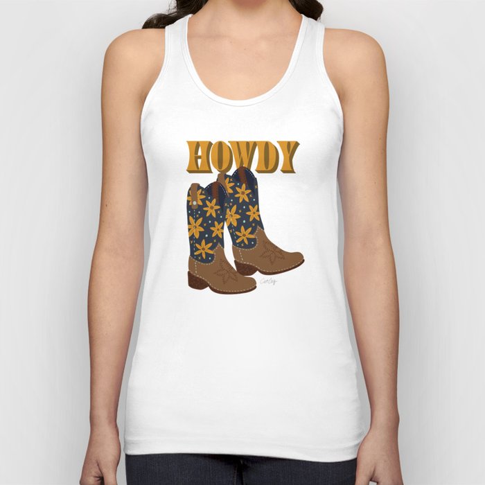 Howdy Cowgirl – Navy & Suede Tank Top