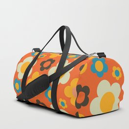 bold retro floral orange Duffle Bag