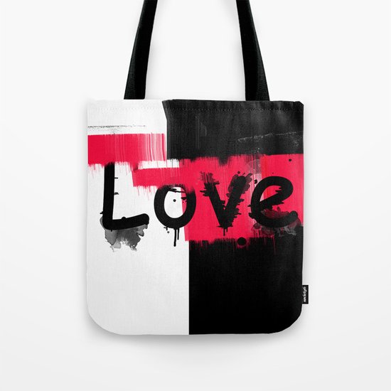 Black and red white pattern Love . Tote Bag