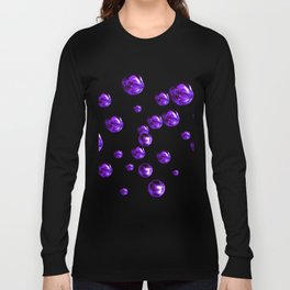 Purple Shiny Water Bubbles Rising Up Art Long Sleeve T-shirt