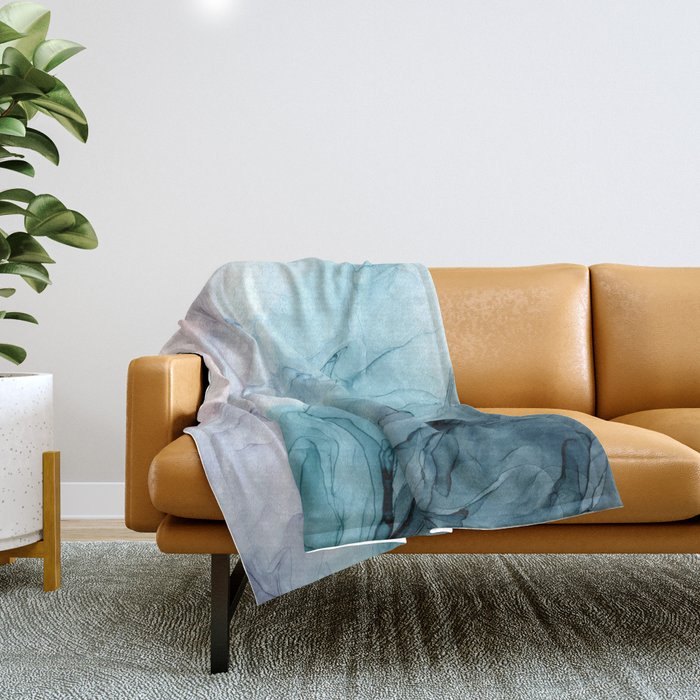 Beachy Pastel Flowing Ombre Abstract Flip Throw Blanket by