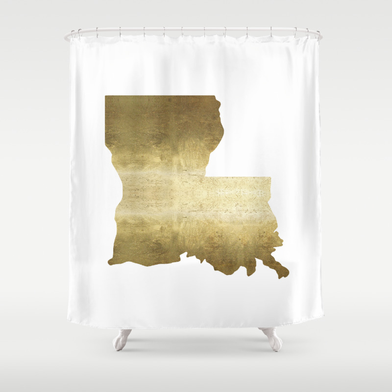 Louisiana Gold Foil State Map Shower Curtain By Huntleigh Society6