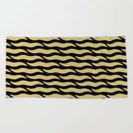 Tiger Wild Animal Print Pattern 364 Black and Gold Beach Towel