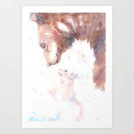 The bear, the cat and the tree of truth Art Print