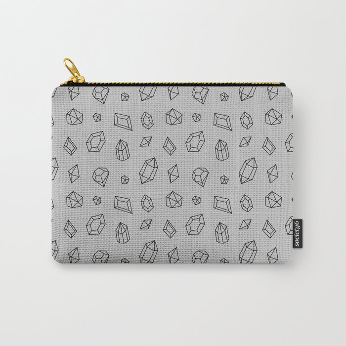 Light Grey and Black Gems Pattern Carry-All Pouch