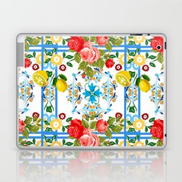 Italian,Sicilian art,majolica,tiles,Flowers Laptop Skin