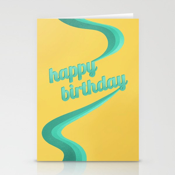 Happy Birthday Psychedelic Design | Vintage Turquoise Aesthetic |  Stationery Cards