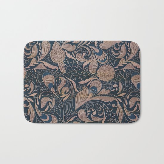 Carved Floral Pattern Bath Mat