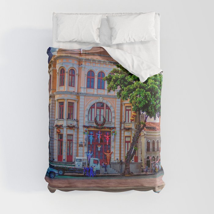 Brazil Photography - Beautiful Building At The Open Plaza In Recife Duvet Cover