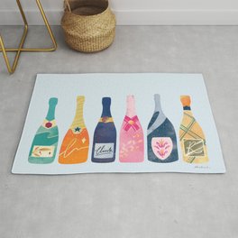 Champagne Bottles - Blue Ver. Area & Throw Rug