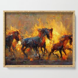 Flaming Horses Serving Tray