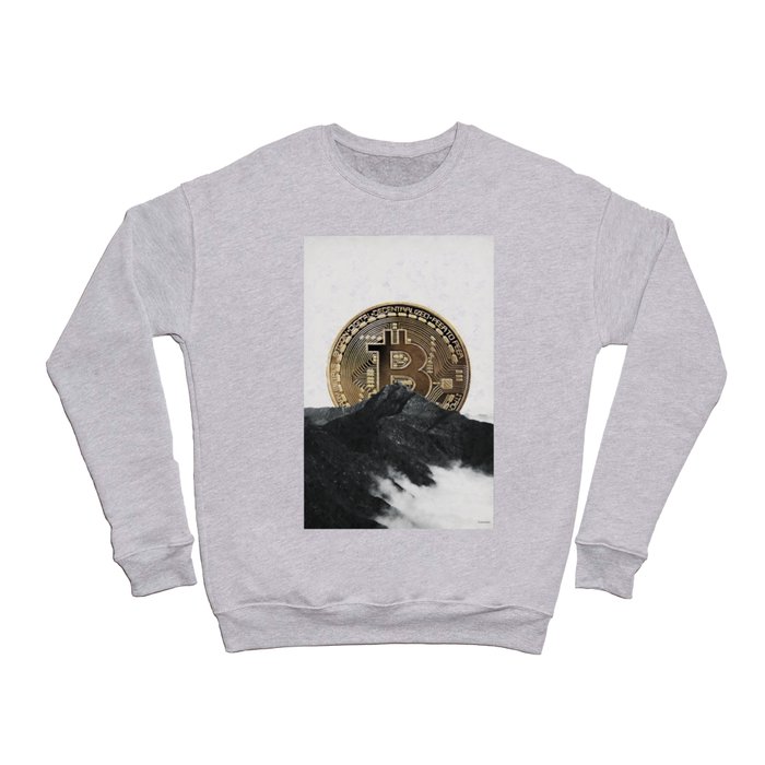 Bitcoin rising behind the mountain Crewneck Sweatshirt